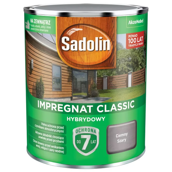 Impregnat ochronno-dekoracyjny hybrydowy Classic 0,75L Ciemny szary Sadolin
