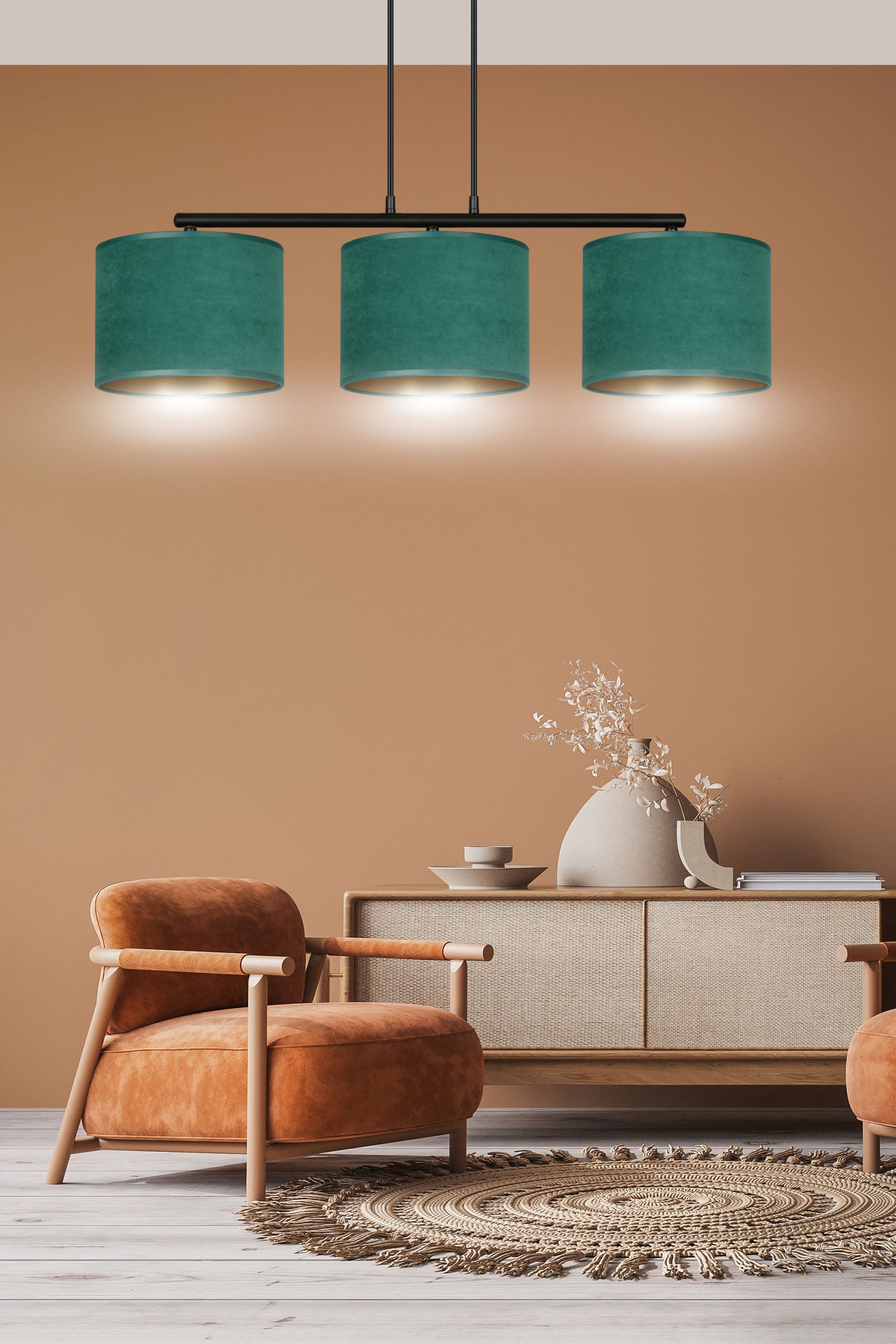 Emibig Hilde lampa wisząca 1x15 W czarna-zielona-złota 1051/3