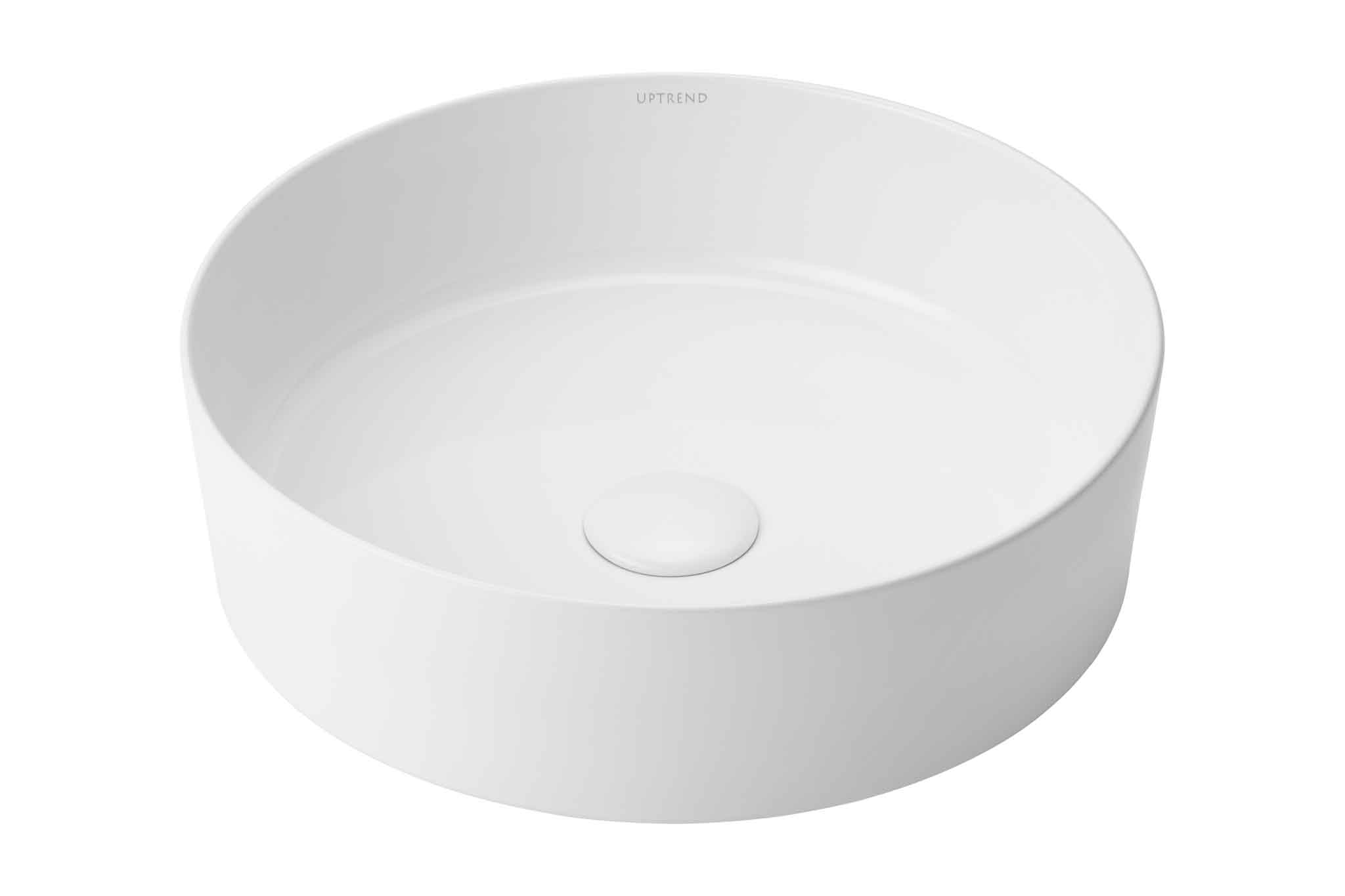 Uptrend Lynx umywalka 38,5 cm nablatowa okrągła biały połysk UP4024