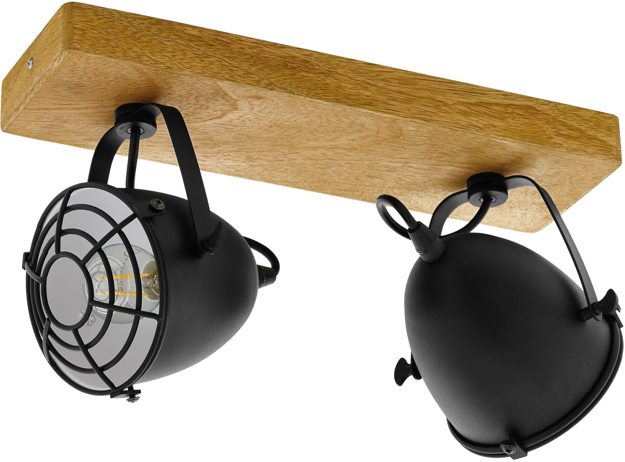 Eglo Gatebeck lampa podsufitowa 2x40W naturalne drewno/czarny 49077 - Wysyłka w 24h