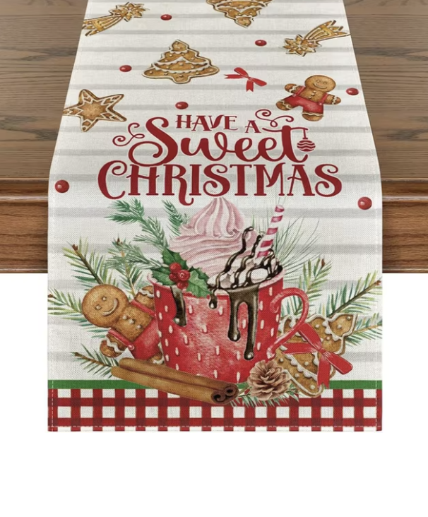 Lniany bieżnik świąteczny 183x33 cm