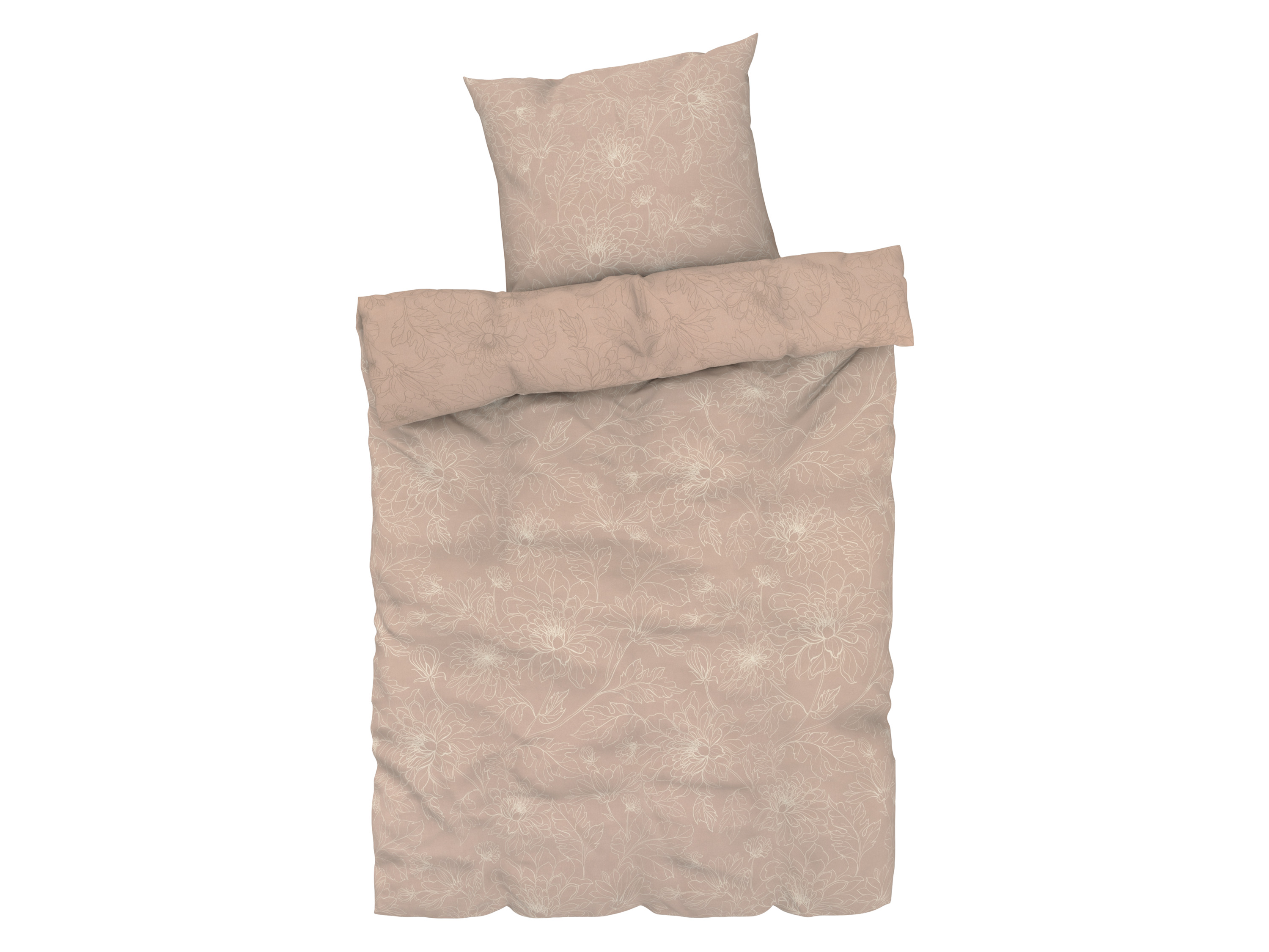 Livarno home Pościel satynowa dwustronna z mikrofibry, 140 x 200 cm Beżowy w kwiaty