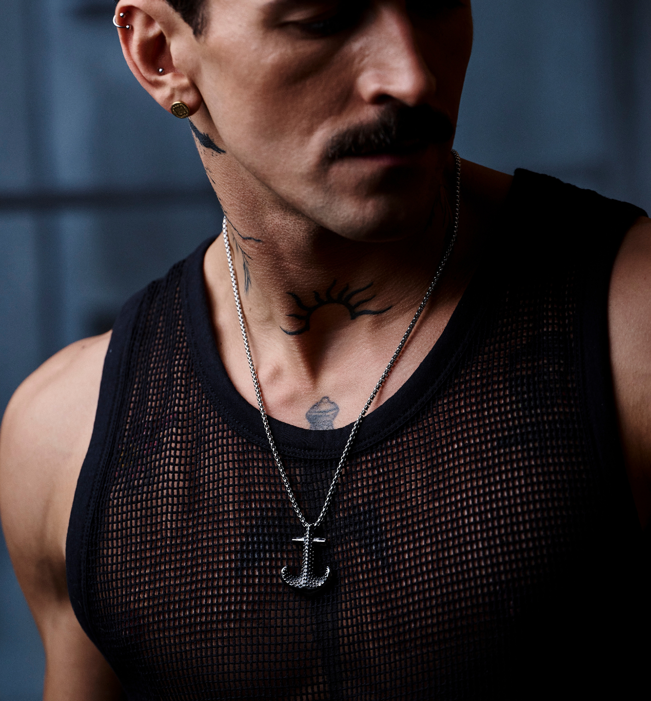 Naszyjnik męski z zawieszką kotwica Capitan - By Dziubeka