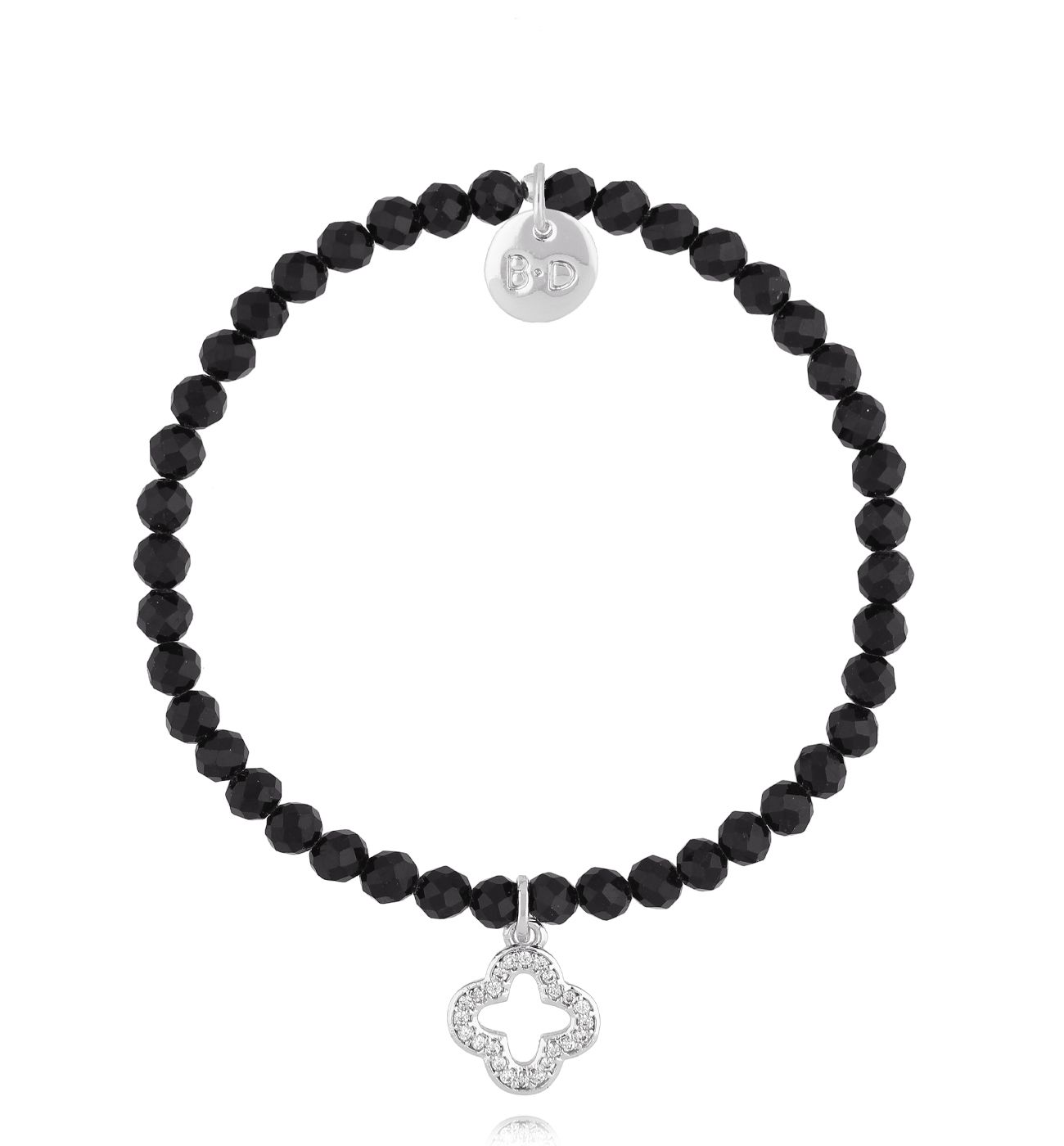 Bransoletka z czarnymi turmalinami i koniczynką BTW3121