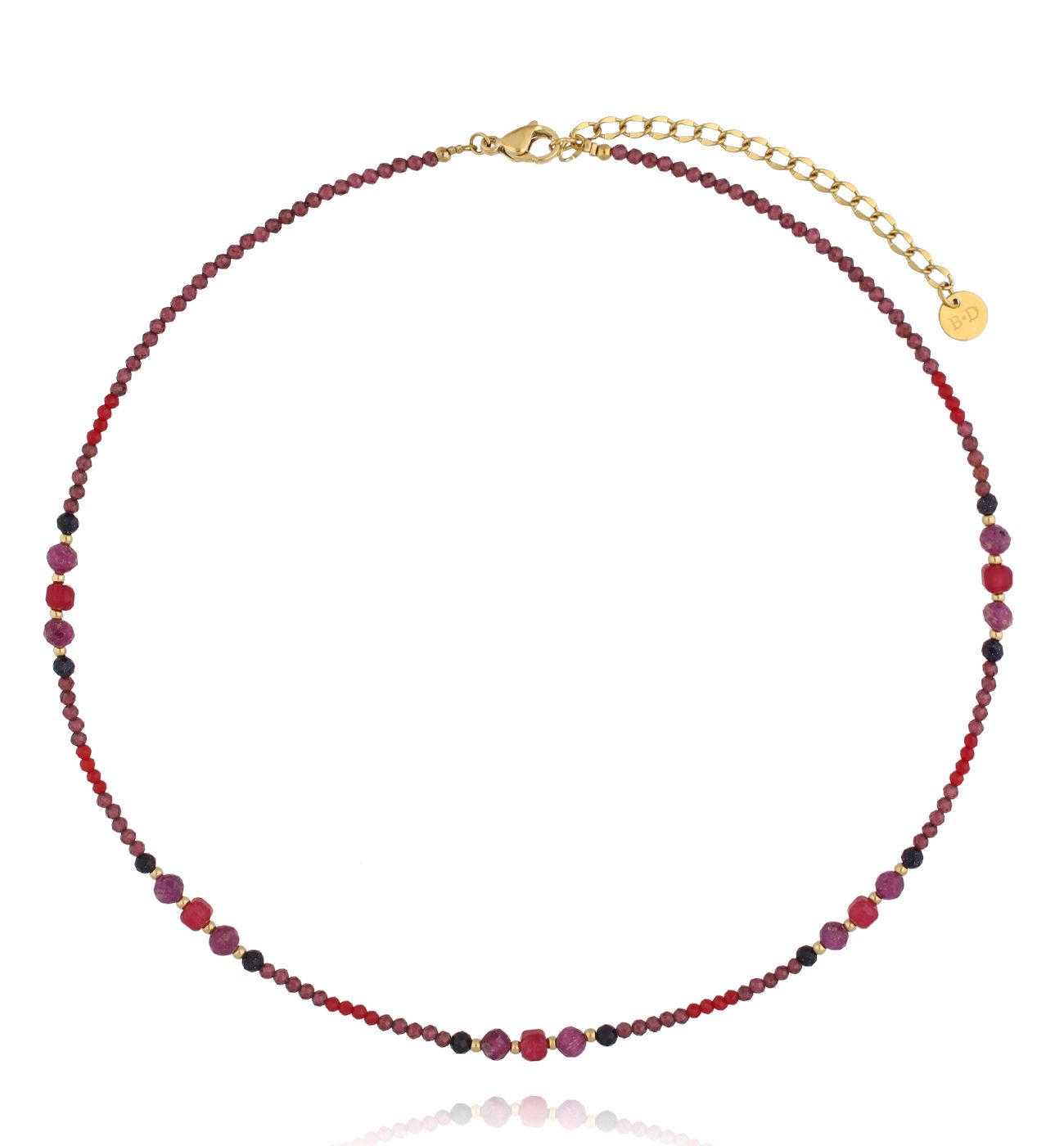 Naszyjnik bordowy z kamieniami naturalnymi - By Dziubeka