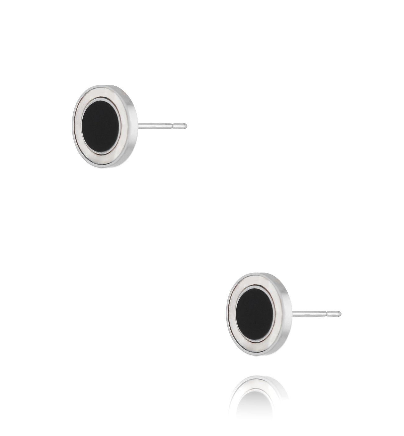 Kolczyki z czarnym dyskiem srebrne Elegant Essence KSA1899