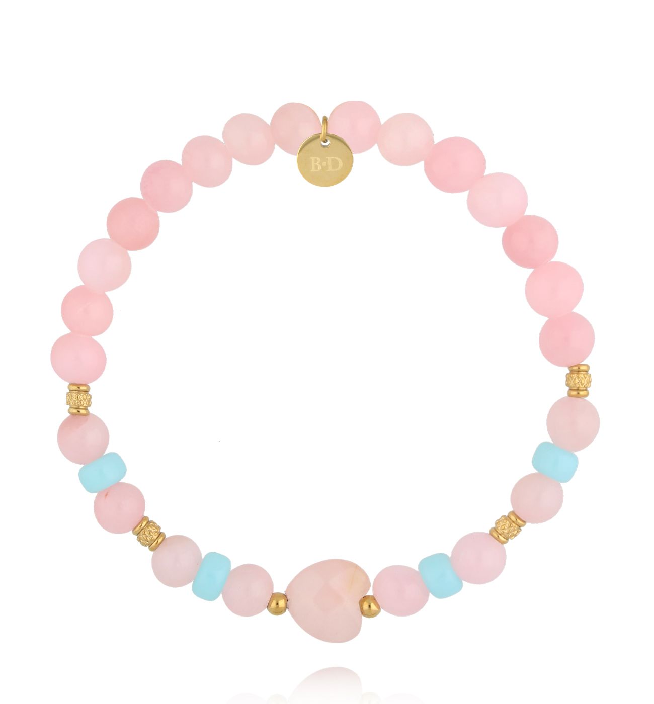 Bransoletka z kwarcem różowym i jadeitami BSC2320