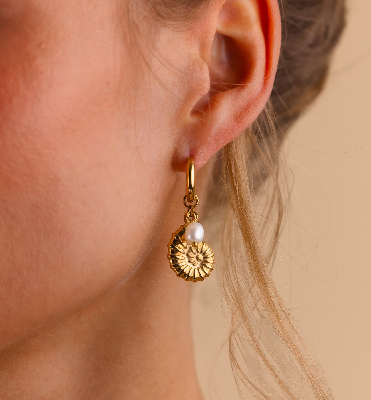 Kolczyki z muszlami złote KSY0524