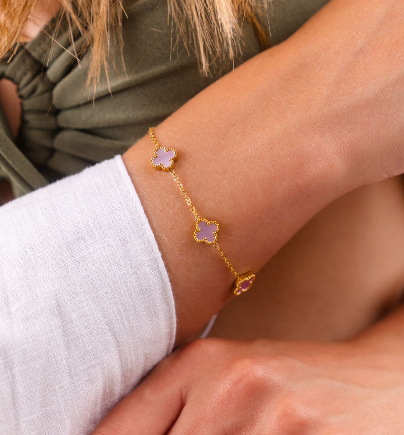 Bransoletka z koniczynkami Clovers BSY0089 - By Dziubeka