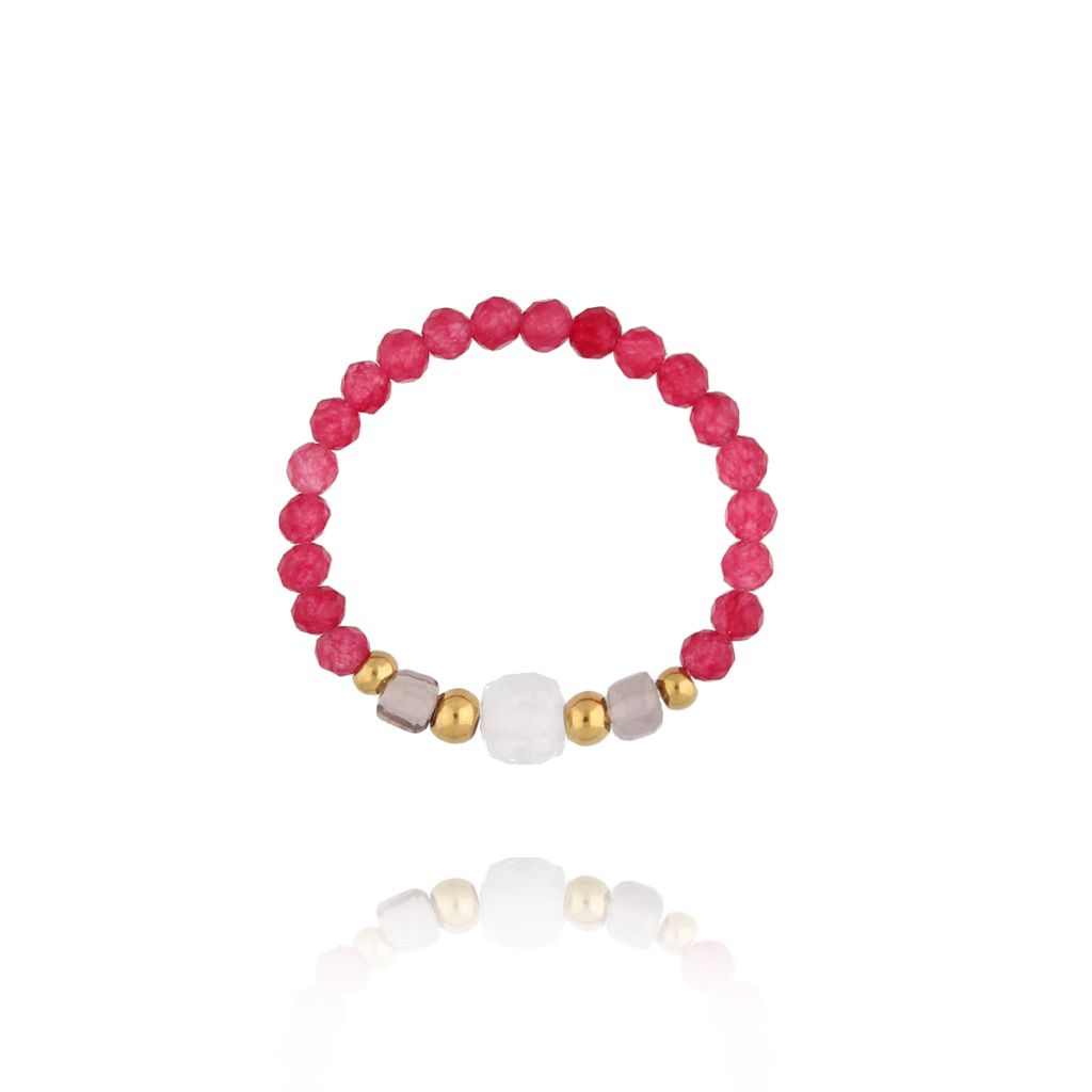 Pierścionek różowy z jadeitami Celaya PSC0459