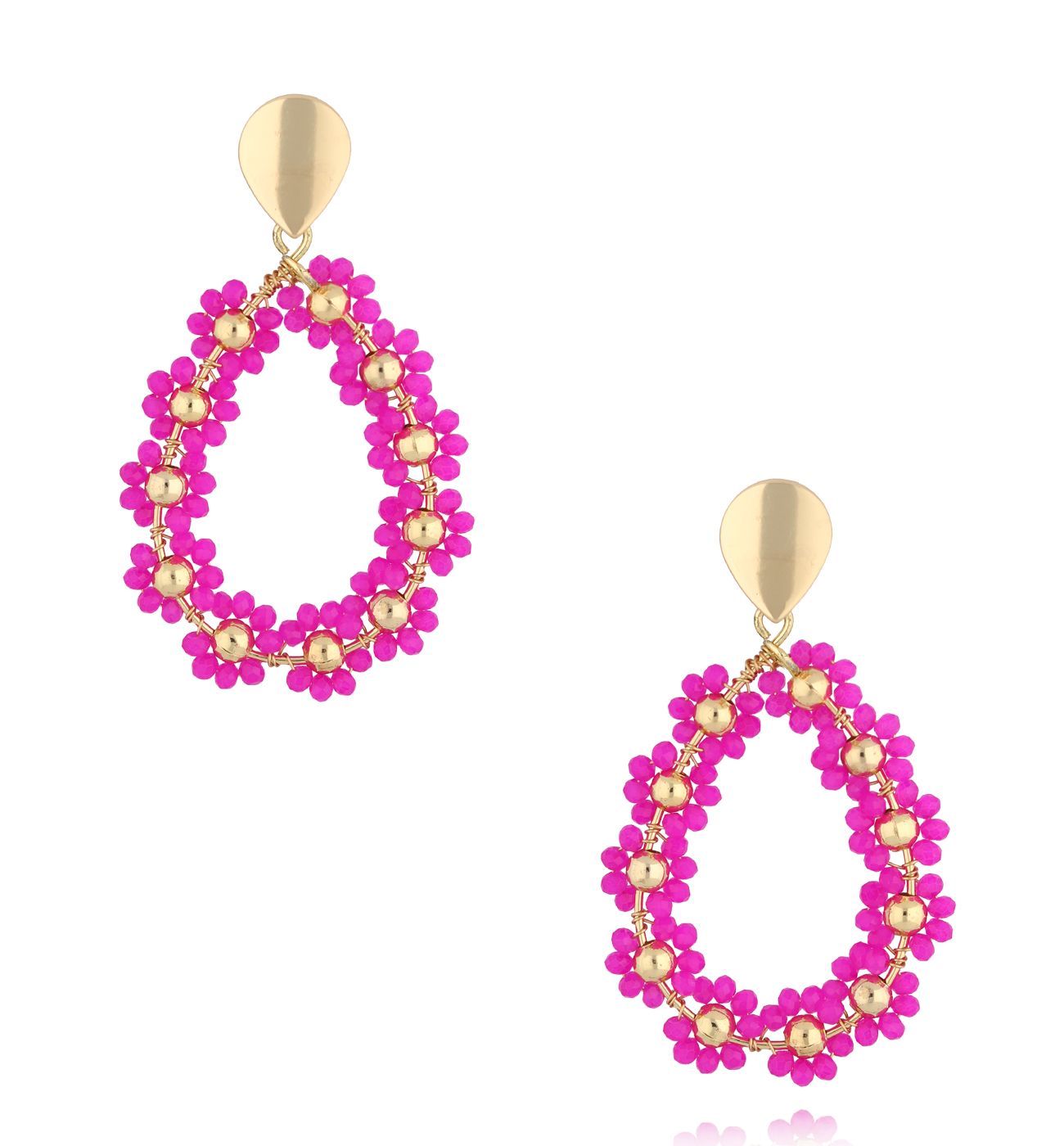 Kolczyki z fuksjowymi kryształkami KWE0169 - By Dziubeka