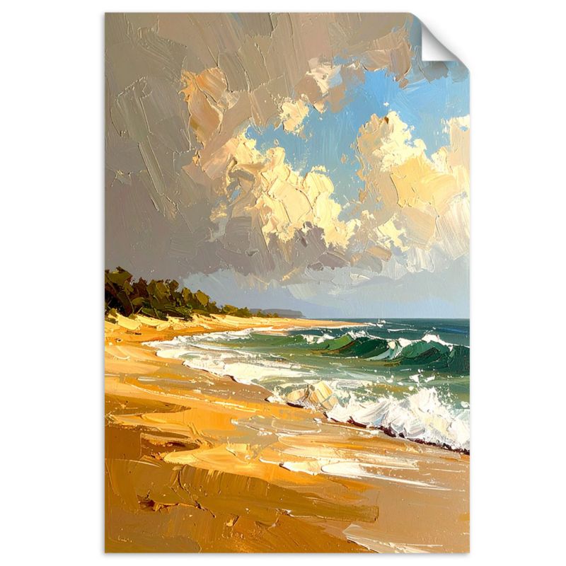 Naklejki samoprzylepne do salonu sypialni Feeby Krajobraz Morze Plaża efekt farby olejnej 80x120cm 1szt