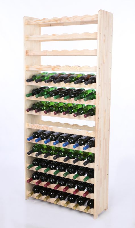 Stojak na wino MODO24 drewniany na 91 butelek 164 x 73 x 25 cm naturalny 1 szt.