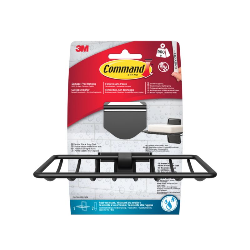 Mydelniczka samoprzylepna 3M Command , czarny mat, bez wiercenia, 2 paski łazienkowe średnie, 1 szt.