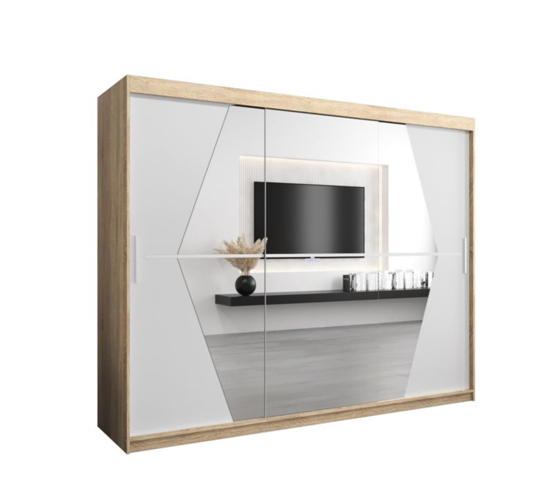 Szafa przesuwna Garderoba Abiks BOLIWIA 250 dąb sonoma +biały mat 1 szt.