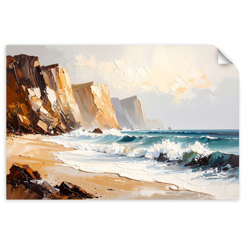 Naklejki samoprzylepne do salonu sypialni Feeby Skały Plaża Morze jak malowany 90x60cm 1szt