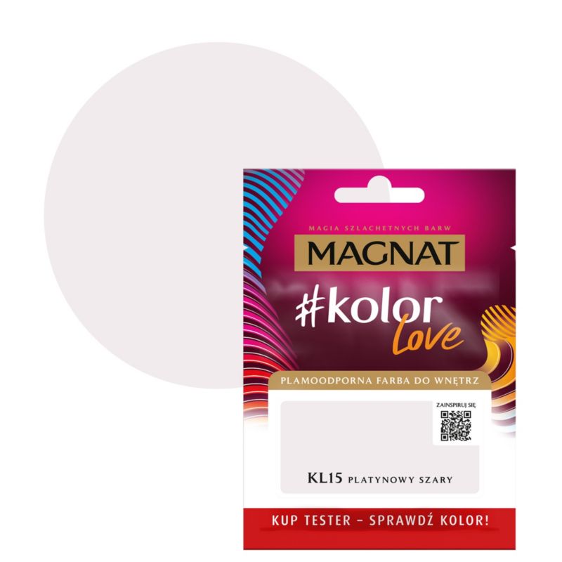 Tester farby plamoodpornej Magnat #kolorLove KL15 platynowy szary 0,025 l