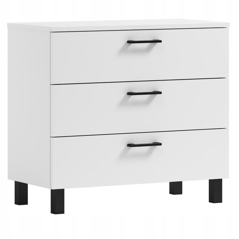 Komoda Nela 80 ADK MEBLE z 3 szufladami blat 16 biała (W2) 1 szt.