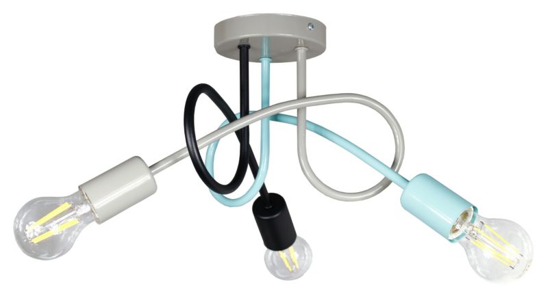 Lampa DECORI Edison Mini 3 Mięta Szary Czarny, 1 szt.