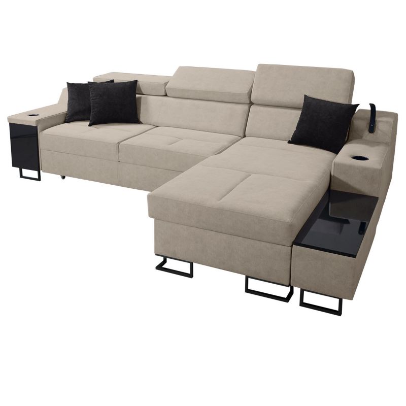 Narożnik z barkiem MIRJAN 24 Alicante I Maxi prawy kość słoniowa + czarny 1 szt.