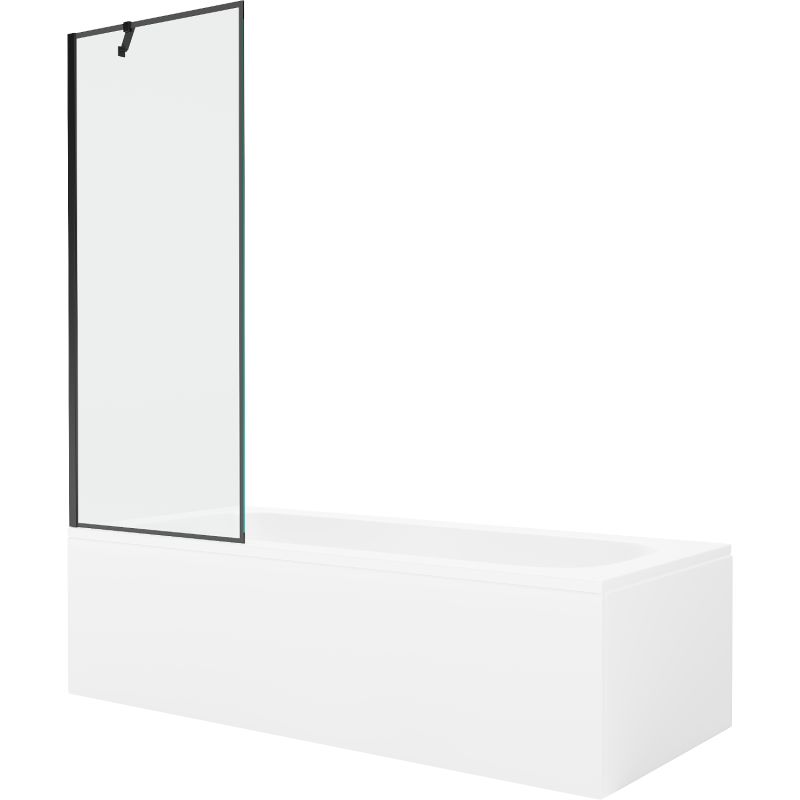 Wanna prostokątna Mexen Vega 150 x 70 cm z obudową i parawanem 1-skrzydłowym 70 cm czarny wzór 550115070X9507007070 1 szt.