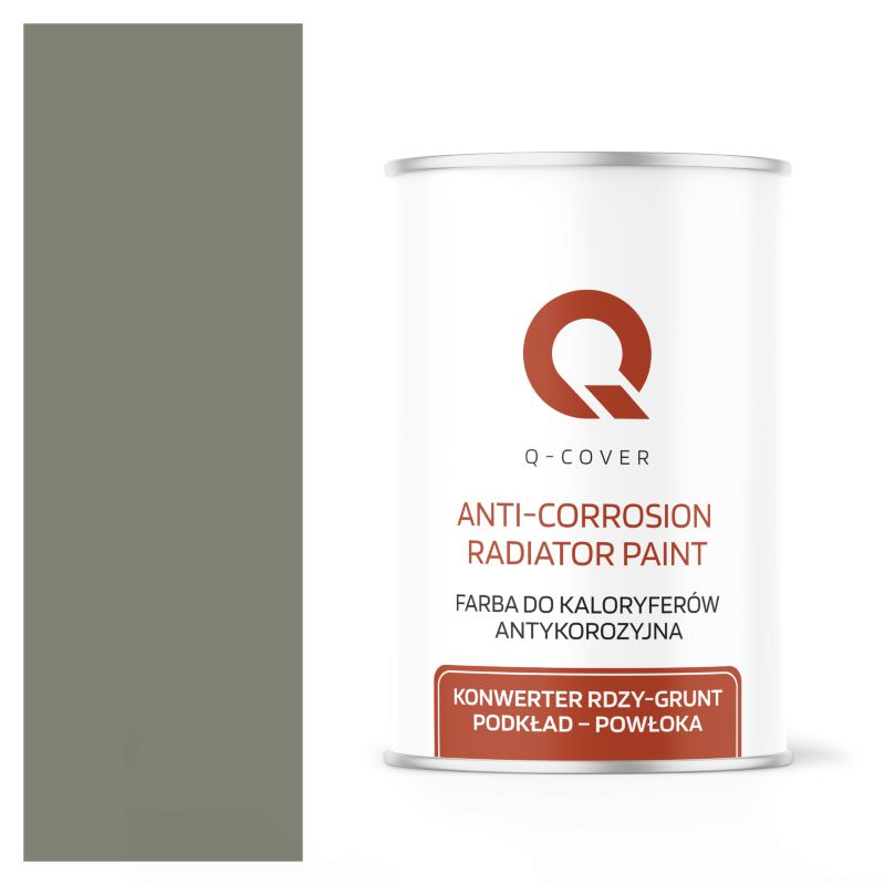 Farba do Kaloryferów Antykorozyjna Q-Cover Cementowy szary RAL7033 Wysoki Połysk 1L