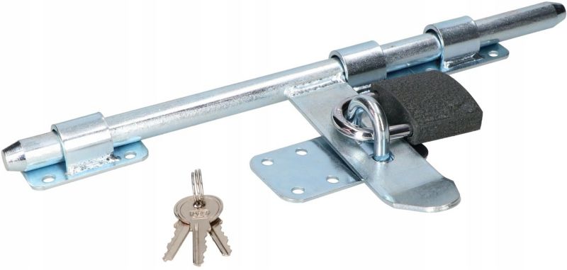 Rygiel garażowy KOTARBAU z kłódką srebrny 340 mm 1 szt.