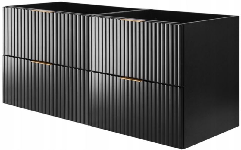 Szafka łazienkowa Furnidea 120 cm wisząca ryflowana czarny MDF 4 szuflady Flow 1 szt.