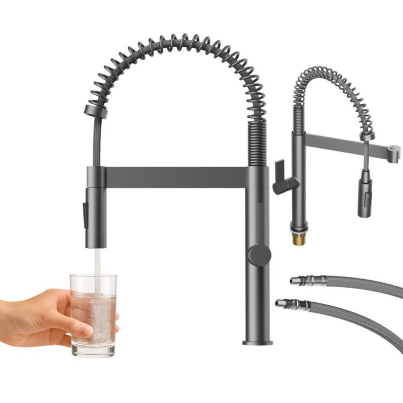 Bateria Kuchenna Z Wyciągana Wylewka Wysoka Granitan Elara Gun Grey 1 szt.