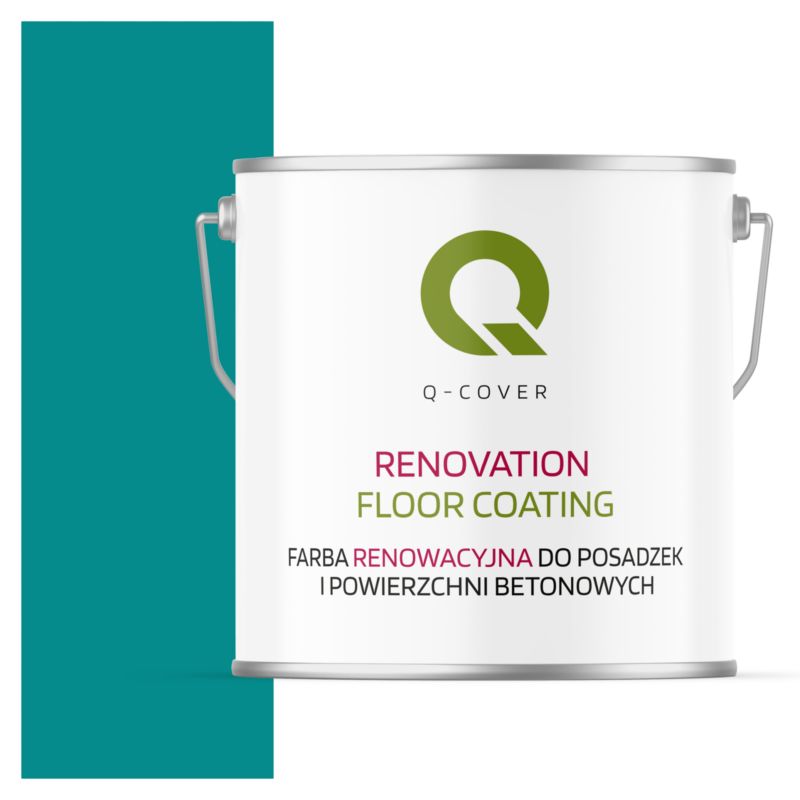Farba Renowacyjna do Posadzek i Powierzchni Betonowych Q-Cover Niebieski Turkusowy RAL5018 Mat 5L