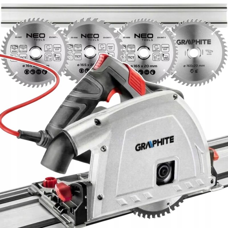 Pilarko-zagłębiarka z szyną 1400mm i tarczą GRAPHITE 1200W 165mm 1 kpl