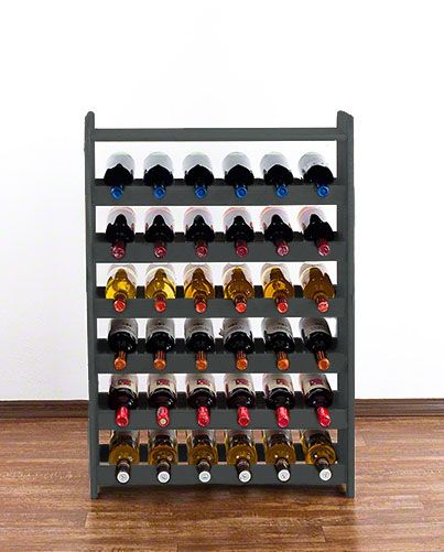 Regał na wino MODO24 z półką drewno sosnowe 36 butelek ciemny szary 1 szt.