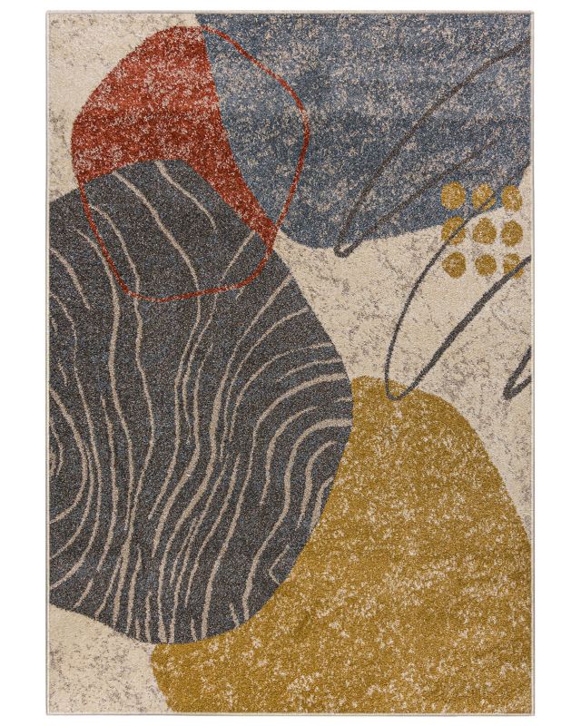 Dywan Wewnętrzny LUCY Mazovia Prostokątny 160 x 230 cm Beżowy, Grafitowy Motyw Geometryczny 1 szt.