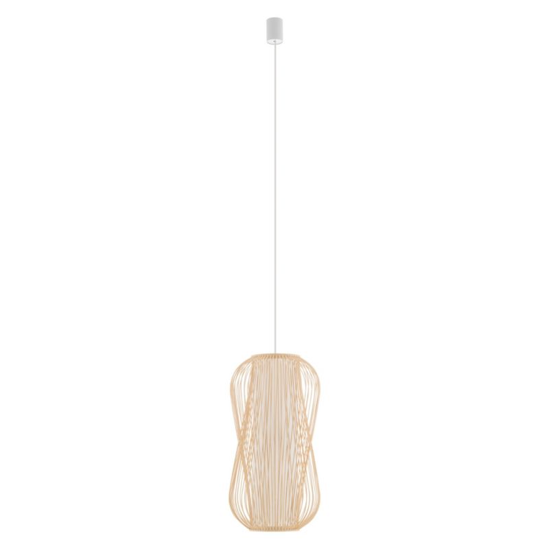 Lampa wisząca Nowodvorski Lighting Puket L naturalne drewno-biała wym: 160 x 30 x 30 cm 1xE27 x 25W 1 szt.