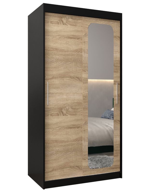 Szafa przesuwna Garderoba Abiks PROMO T2 100 czarny/sonoma 1 szt.