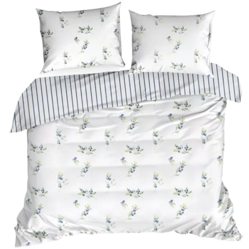 Pościel RAYA Eurofirany paski owoce granatowe 160x200 satyna 1 kpl