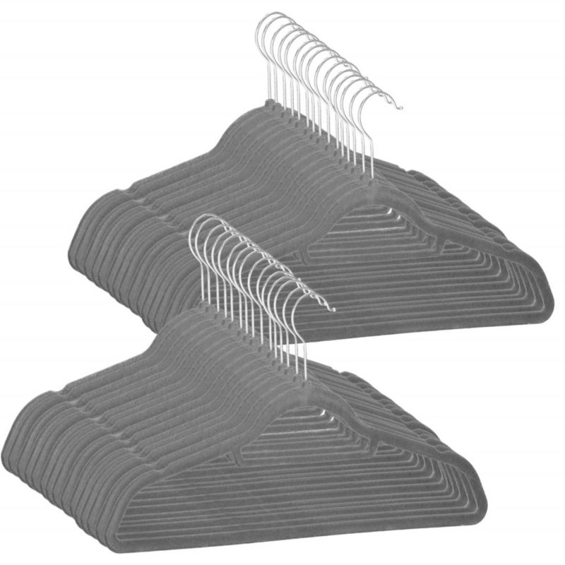 Wieszaki na ubrania Springos welurowe szare 30 szt.