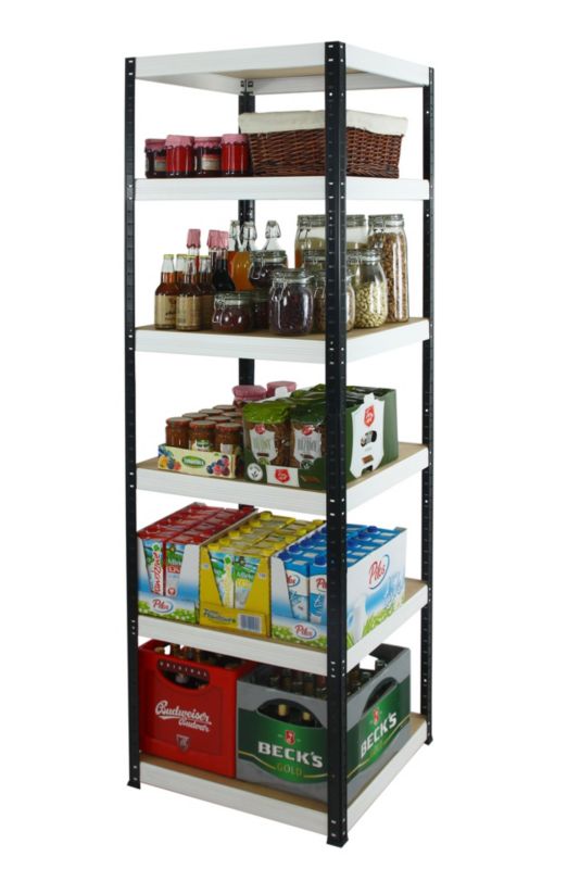 Regał metalowy MODO24 magazynowy stojak czarno-biały helios 196x40x40cm 6 półek po 175 kg 1 szt.