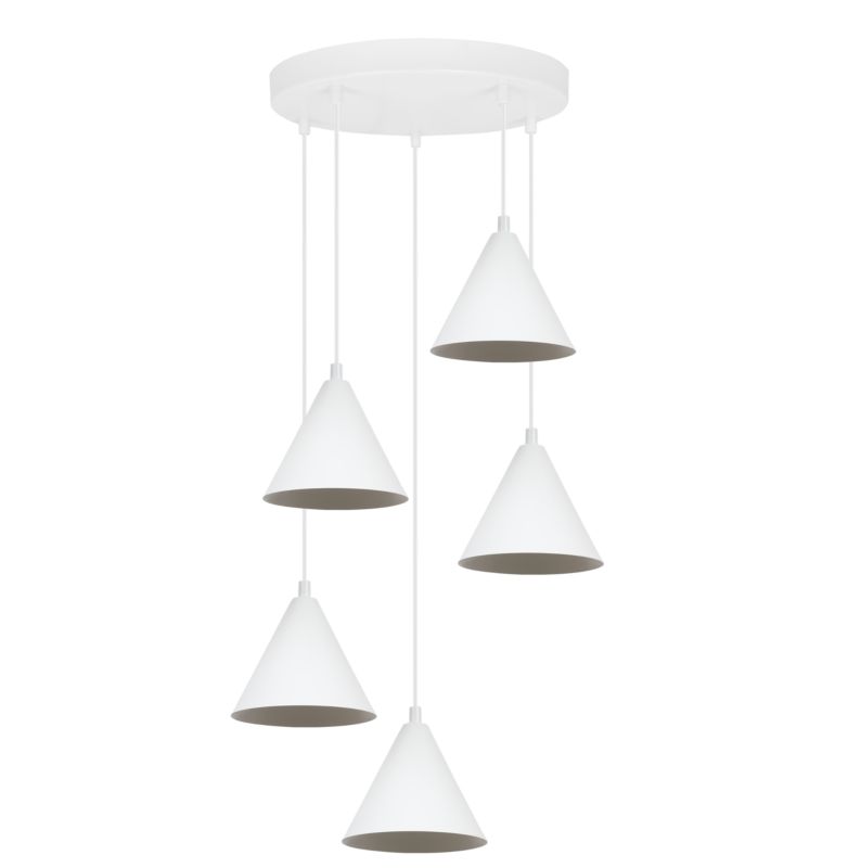 Lampa sufitowa wisząca Light Home LH Soho 5x E27 60W klosz 14cm biała 1szt.