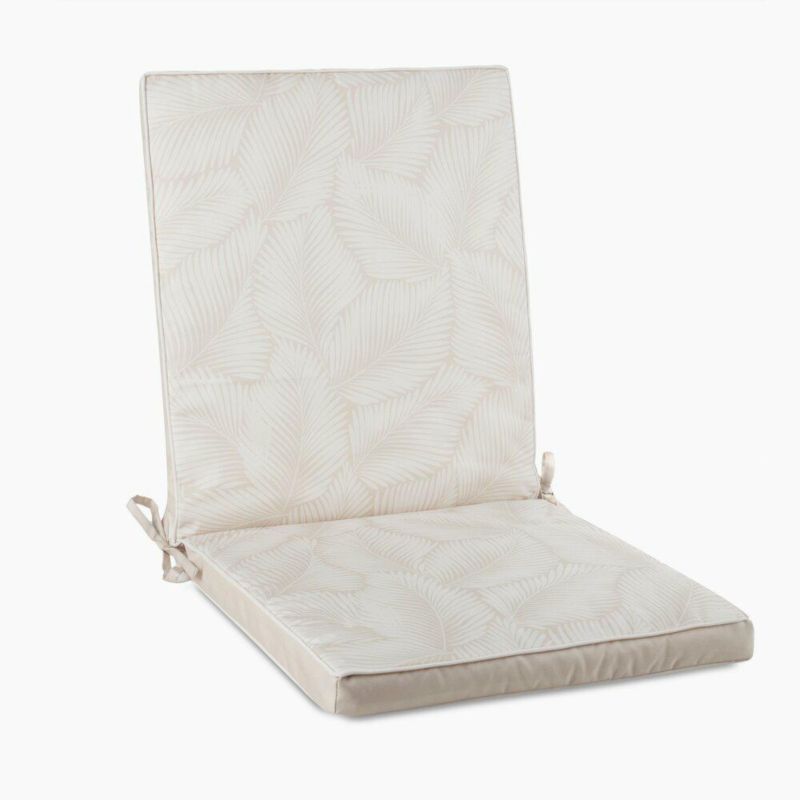 Siedzisko na krzesło GARDEN 11C Eurofirany 42 x 92cm wodoodporna beżowo, biała zdobione motywem palmowych liści 1 szt.