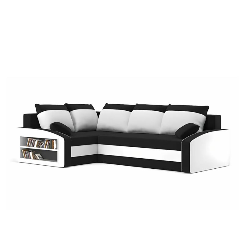 Narożnik TYLETEGOTU rozkładany półka w lewym mikrofaza lewy LUSSO czarny biały 1 szt