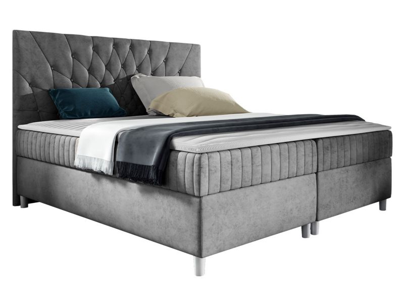 Łóżko kontynentalne MIRJAN 24 Prowansja 140x200 plusz stalowy szary 1 szt.