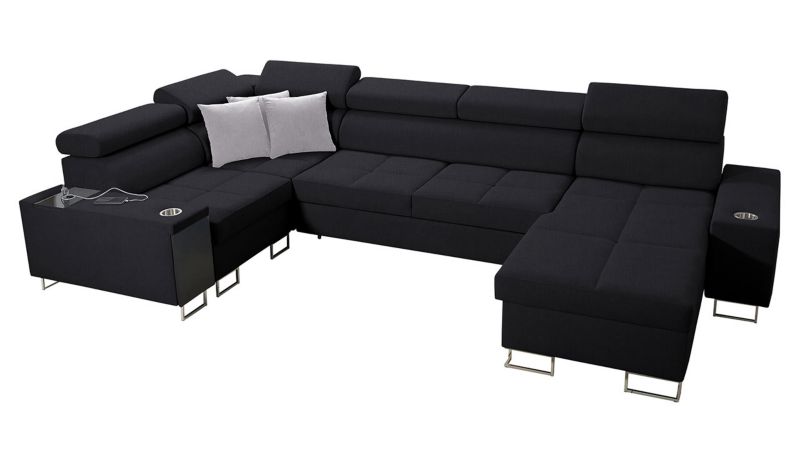 Narożnik z barkiem MIRJAN 24 Morena IV Maxi prawy czarny + jasny popielaty 1 szt.