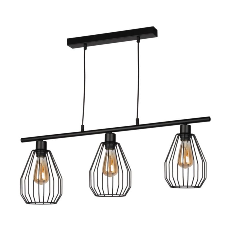 Lampa Wisząca SPOT Light 3xE27 Max.25W Czarny w Połączeniu z Czarnymi Kloszami, Polski Producent, 1 szt.