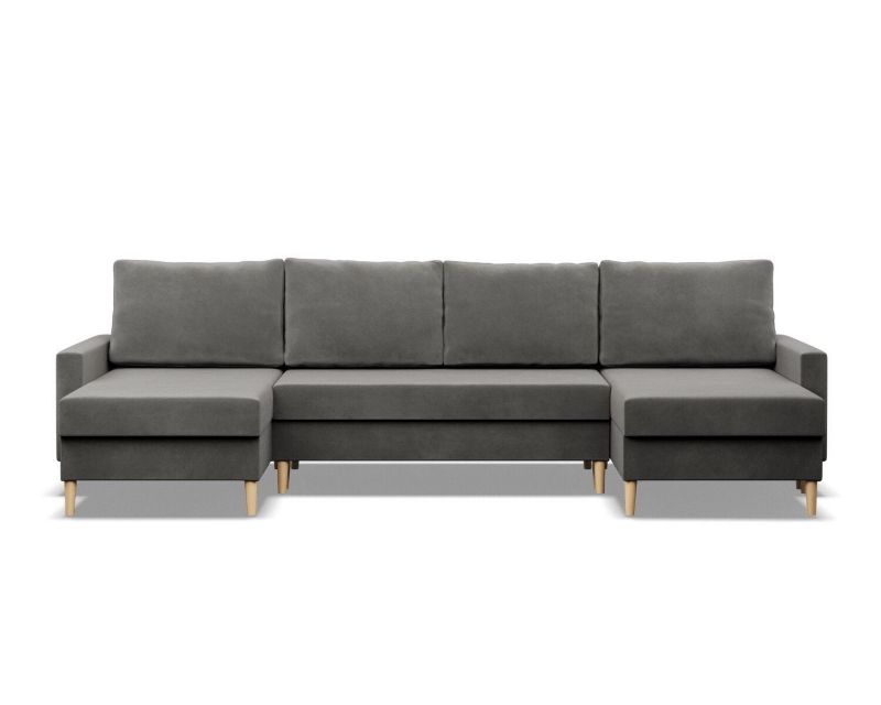 Duży narożnik U TYLETEGOTU na nóżkach MILO velvet jasny szary 1 szt