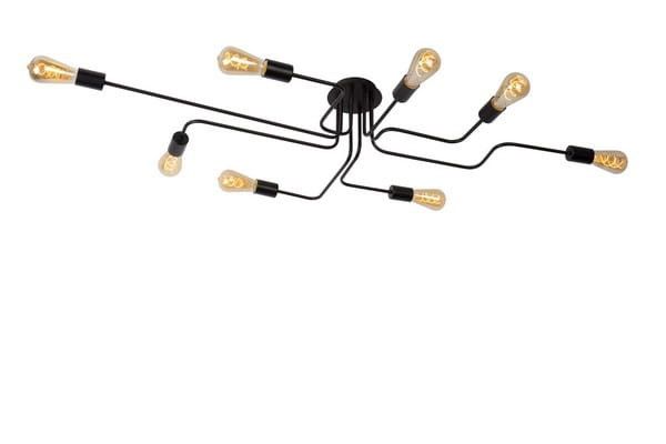 Lampa sufitowa wisząca Lucide Lester 0906 czarna szerokość 80 cm 8xE27 x 40W 1 szt.