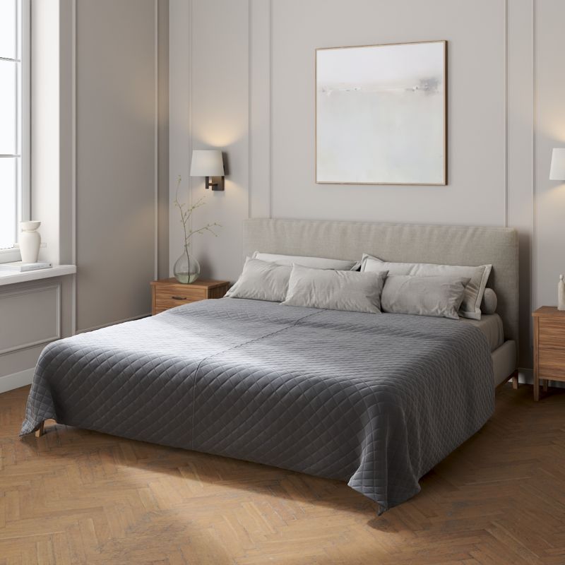 Narzuta pikowana w romby Dekoria 130 x 210 cm grafitowy szary 1 szt.