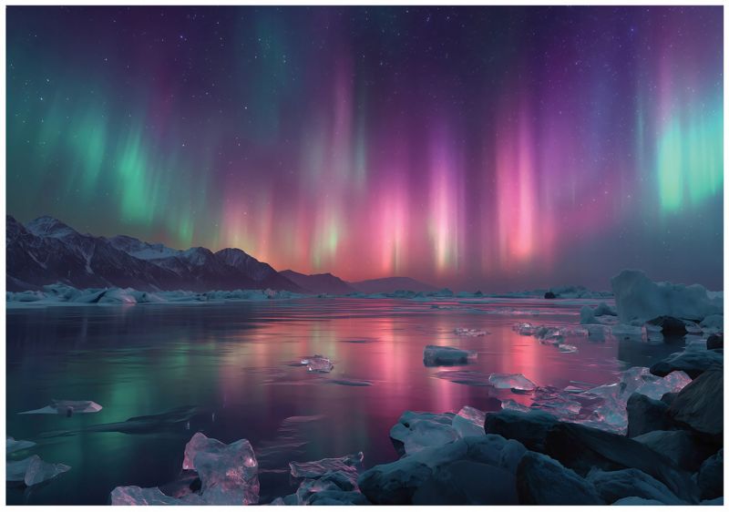 Fototapeta WALLARENA Do Sypialni Salonu Na Flizelinie Zorza polarna Natura Krajobraz Fioletowy 400x280 cm 16360VX8 1 szt.