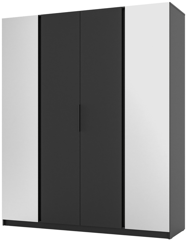 Szafa czterodrzwiowa z lustrem czarna 200 cm KARAT