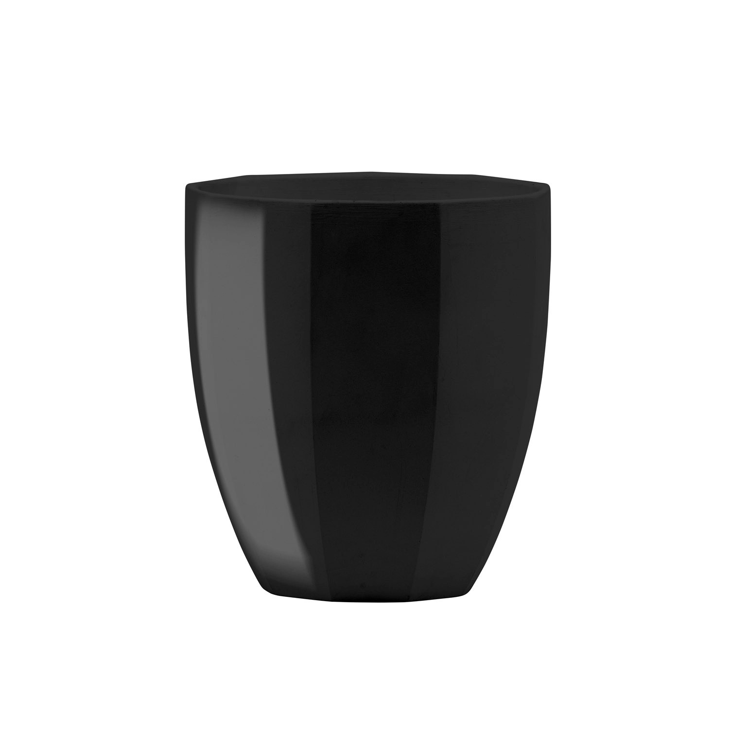 Doniczka z podstawką Dwunastokąt czarna połysk - 20 cm